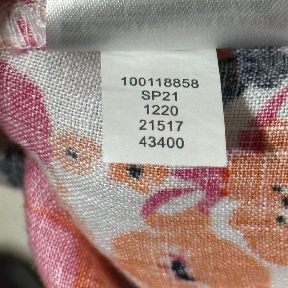 Linen Charter Club Luxury size L 100% linen orange floral short tie sleeves top - Picture 10 of 11